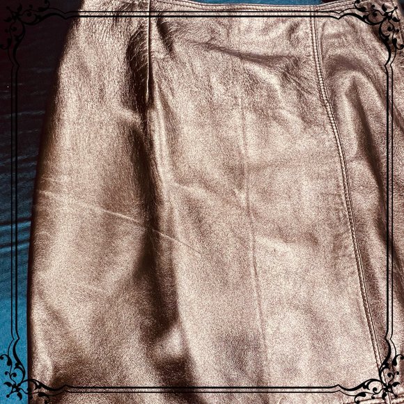 ISTANTE by Versace Copper Metallic Leather Skirt - Size 6 US / Italy 42 - Picture 9 of 12